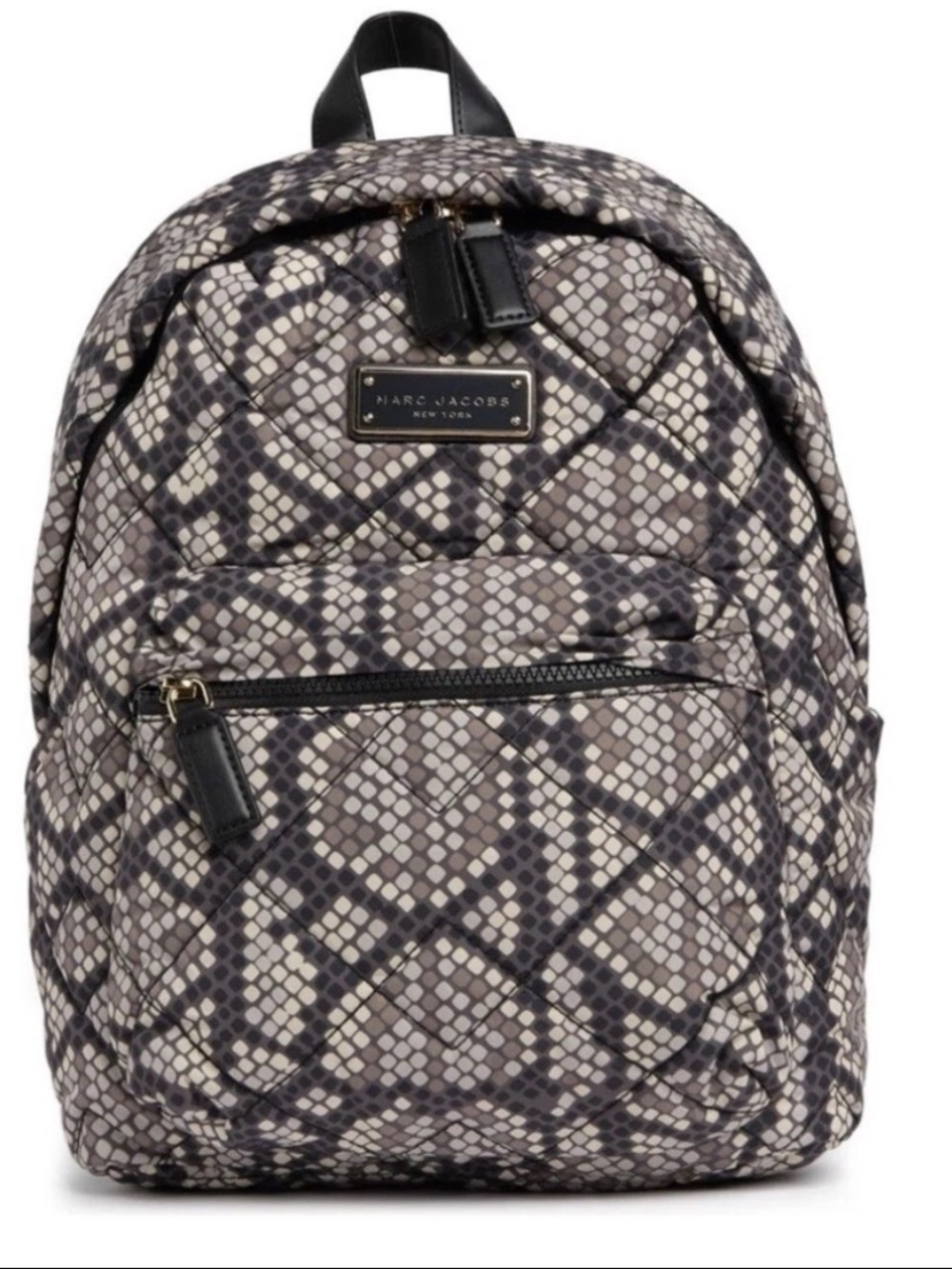 Marc Jacobs Snake-Print Quilted Backpack - Black/Gray/Cream